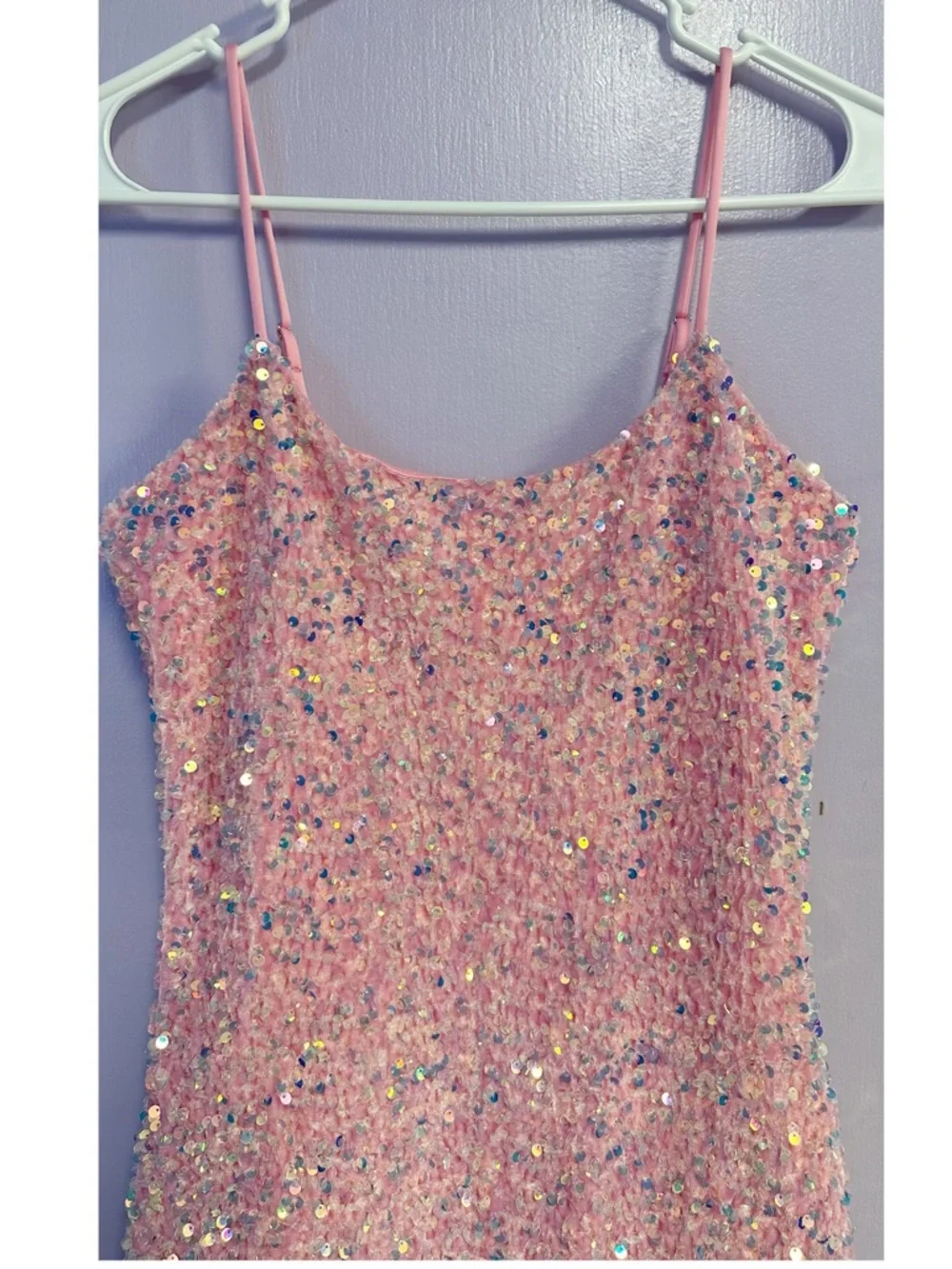Lucy in the Sky Pink Sequin Mini Bodycon Dress Sleeveless Size S - Picture 3 of 8